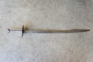 Welded metal long sword sculpture