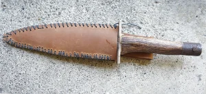 Bowie Blade with Staghorn Handle in leather sheath